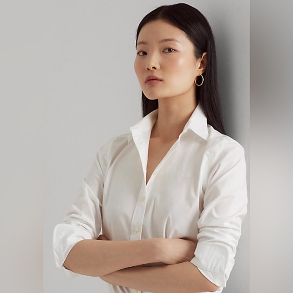 NWT! Ralph Lauren White Vintage Easy Care Stretch Cotton Shirt - Size XS - Picture 5 of 6